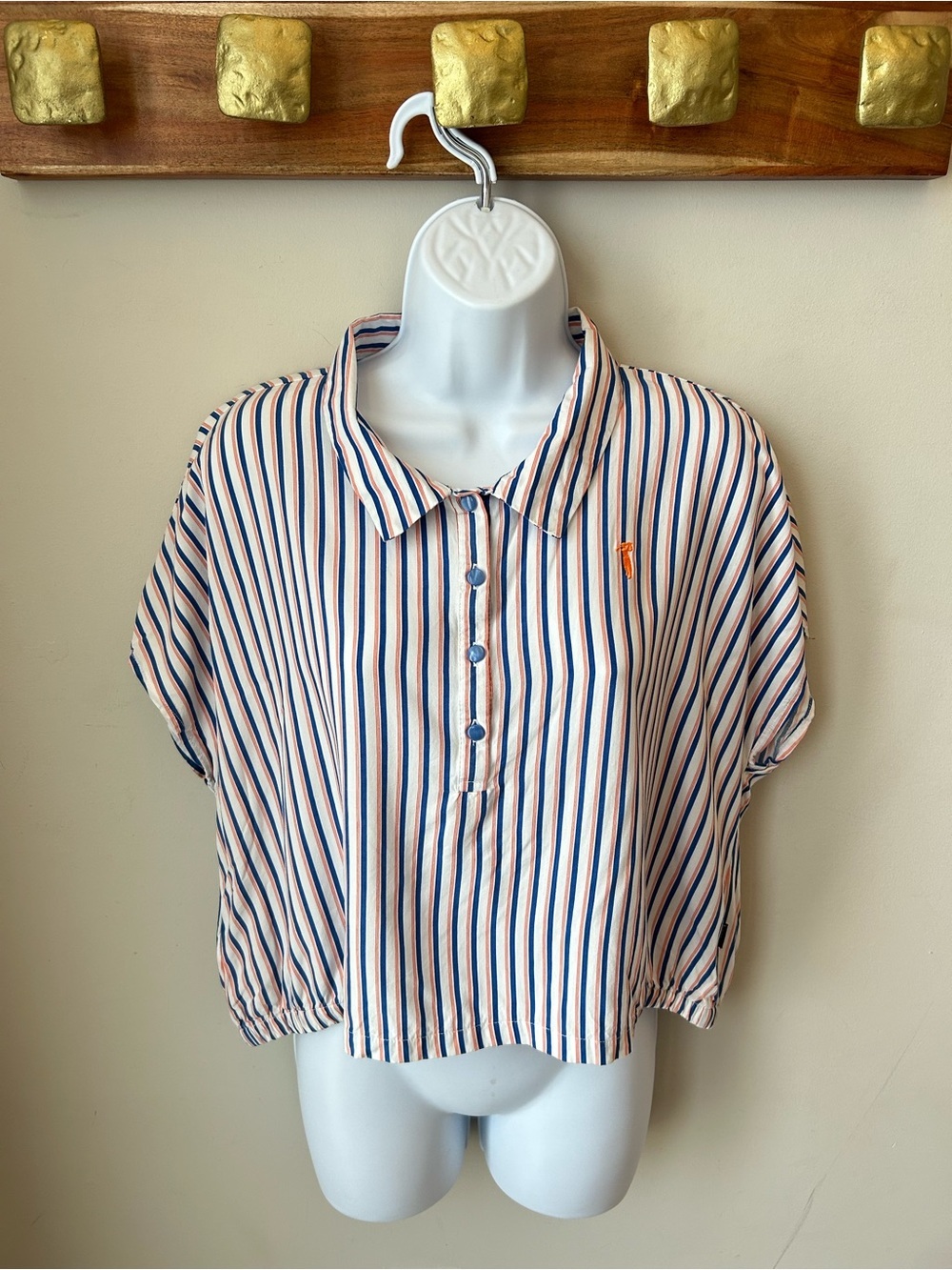 100% COTTON Polo Blouse - Coastal Prep Striped Soft Girl Y2K 90s Golfcore